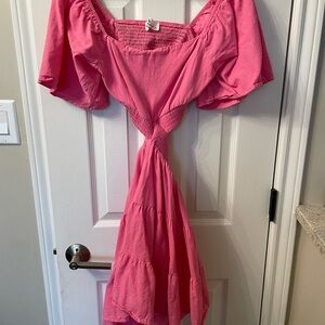 Pink Square Neck Dress